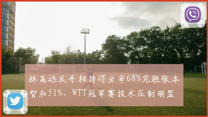 林高远反手相持得分率68%完胜张本智和51%，WTT冠军赛技术压制明显